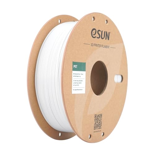 eSUN PET Filament 1.75mm, Heat Resistance High Toughness PET 3D Printer Filament, 1KG Spool (2.2 LBS) 3D Printing Filament for 3D Printers, Solid White