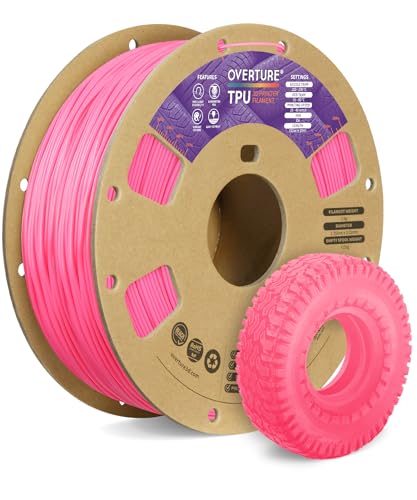 OVERTURE TPU Filament 1.75mm Flexible TPU Roll, 95A Soft 3D Printer Filament, 1kg Spool (2.2 lbs), Dimensional Accuracy +/- 0.02 mm (TPU Bright Pink)