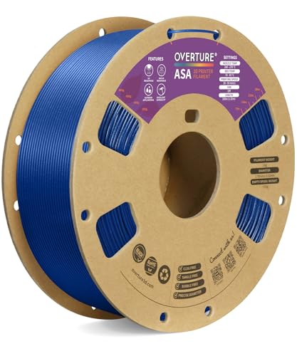 OVERTURE ASA Filament 1.75mm, 1kg Spool (2.2lbs) 3D Printer Filament, Premium Anti-UV, ASA Filament Perfect for Printing Outdoor Functional Parts, Dimensional Accuracy +/- 0.02 mm (Dimond Blue)