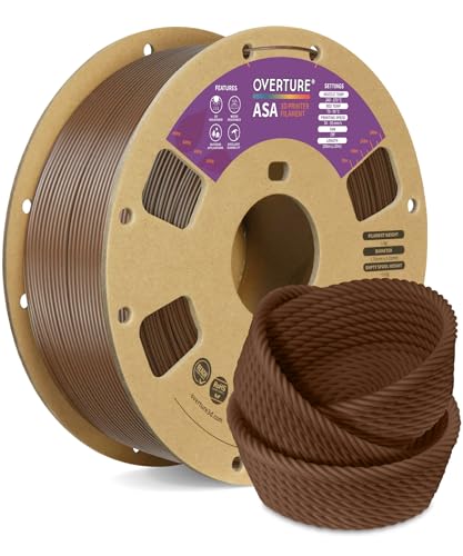 OVERTURE ASA Filament 1.75mm, 1kg Spool (2.2lbs) 3D Printer Filament, Premium Anti-UV, ASA Filament Perfect for Printing Outdoor Functional Parts, Dimensional Accuracy +/- 0.02 mm (Brown)