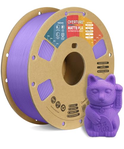 OVERTURE PLA Matte 3D Printer Filament 1.75mm, Matte PLA 1kg Cardboard Spool (2.2lbs), Dimensional Accuracy +/- 0.02 mm (Matte Purple)