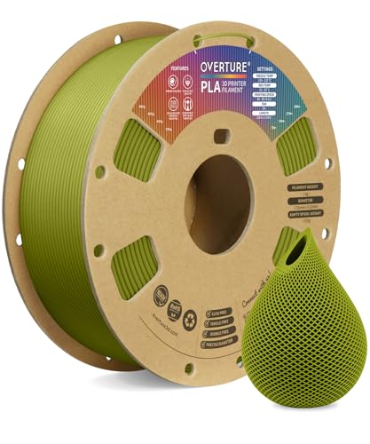 OVERTURE PLA Filament 1.75mm PLA 3D Printer Filament, 1kg Cardboard Spool (2.2lbs), Dimensional Accuracy +/- 0.02mm, Fit Most FDM Printer (Olive Green)
