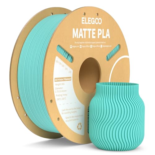 ELEGOO Matte PLA Filament Teal Green 1KG, 1.75mm 3D Printer Filament Dimensional Accuracy +/- 0.02mm, 1kg Carboard Spool (2.2lbs) for Most FDM 3D Printers