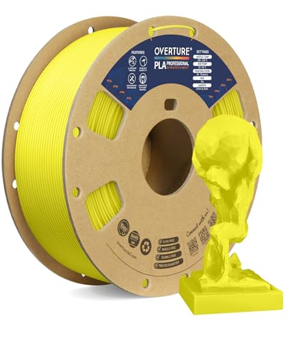 OVERTURE PLA Plus (PLA+) Filament 1.75mm PLA Professional Toughness Enhanced PLA Roll, Cardboard Spool, Premium PLA 1kg(2.2lbs), Dimensional Accuracy 99% Probability +/- 0.03mm (Highlight Yellow)