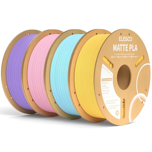 ELEGOO Matte PLA Filament Bundle 4KG, 1.75mm 3D Printer Filament Dimensional Accuracy +/- 0.02mm, 1kg Spool (2.2lbs) for Most FDM 3D Printers Sakura Pink/Lavender Purple/Ice Blue/Sunshine Yellow