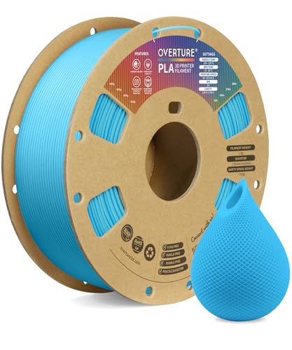 OVERTURE PLA Filament 1.75mm PLA 3D Printer Filament, 1kg Cardboard Spool (2.2lbs), Dimensional Accuracy +/- 0.02mm, Fit Most FDM Printer (Light Blue)