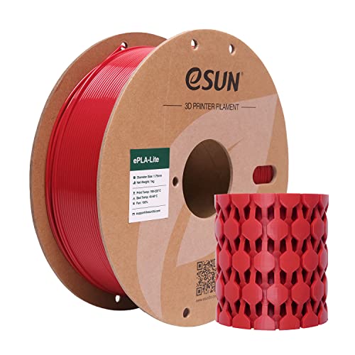 eSUN PLA Filament 1.75mm, High Toughness 3D Printer Filament Upgraded PLA Filament, Dimensional Accuracy +/- 0.03mm, 1KG Cardboard Spool (2.2 LBS) 3D Printing Filament for 3D Printers, Fire Engine Red