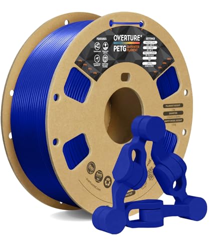 OVERTURE PETG Filament 1.75mm, 3D Printer Filament, 1kg Filament (2.2lbs), Dimensional Accuracy Probability +/- 0.02 mm, Fit Most FDM Printers (Blue)