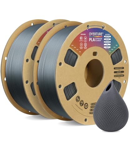 OVERTURE PLA Filament 1.75mm PLA 3D Printer Filament, 2kg Cardboard Spool (4.4lbs), Dimensional Accuracy +/- 0.02mm, Fit Most FDM Printer (Space Gray 2-Pack)