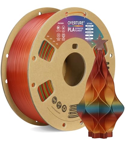 OVERTURE PLA Filament 1.75mm PLA 3D Printer Filament, 1kg Cardboard Spool (2.2lbs), Dimensional Accuracy +/- 0.02mm, Fit Most FDM Printer (Radiant Rainbow)