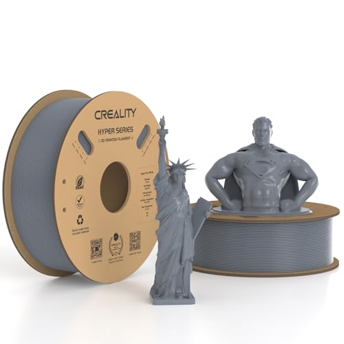 Creality Hyper PLA Filament 1.75mm Grey & Grey 2KG, 30-600mm/s High Speed PLA 3D Printer Filament, 2 Pack 1kg Spool(2.2lbs) PLA, Dimensional Accuracy +/-0.02mm, Fit Most FDM 3D Printer