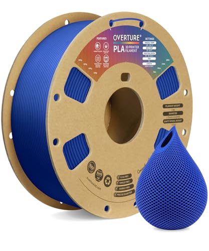 OVERTURE PLA Filament 1.75mm PLA 3D Printer Filament, 1kg Cardboard Spool (2.2lbs), Dimensional Accuracy +/- 0.02mm, Fit Most FDM Printer (Blue)