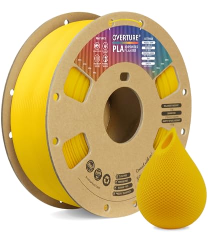 OVERTURE PLA Filament 1.75mm PLA 3D Printer Filament, 1kg Cardboard Spool (2.2lbs), Dimensional Accuracy +/- 0.02mm, Fit Most FDM Printer (Yellow)
