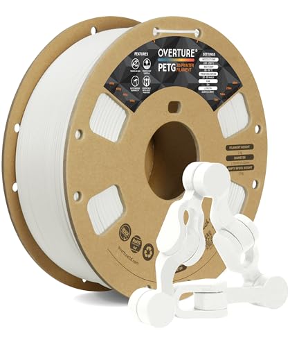 OVERTURE PETG Filament 1.75mm, 3D Printer Filament, 1kg Filament (2.2lbs), Dimensional Accuracy Probability +/- 0.02 mm, Fit Most FDM Printers (White)
