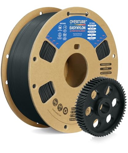 OVERTURE Nylon Filament 1.75mm 3D Printer Filament, Polyamide (PA) 1kg Spool (2.2lbs), Dimensional Accuracy +/- 0.02 mm, Fit Most FDM Printer (Gray)