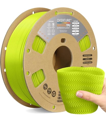 OVERTURE TPU High Speed Filament 1.75mm Flexible Roll, 95A Soft 3D Printer Filament, 1kg Spool (2.2 lbs), Fit Most FDM Printer (HS TPU Grass Green)