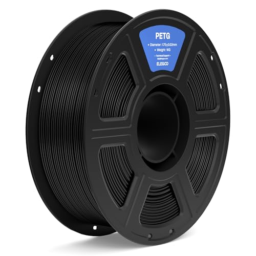 ELEGOO PETG Filament 1.75mm Black 1KG, 3D Printer Filament Dimensional Accuracy +/- 0.02 mm, 1kg Spool(2.2lbs) Fits for Most FDM 3D Printers