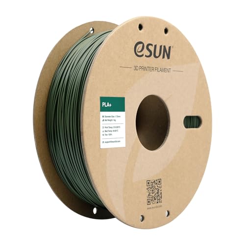 eSUN PLA+ Filament 1.75mm, 3D Printer Filament PLA Plus, Dimensional Accuracy +/- 0.03mm, 1KG Spool (2.2 LBS) 3D Printing Filament for 3D Printers, Olive Green