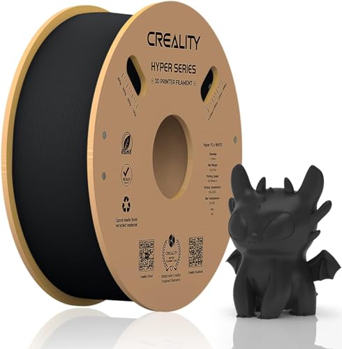 Official Creality Hyper PLA Filament 1.75mm, High Speed PLA 30-600mm/s 3D Printer Filament, Dimensional Accuracy +/-0.02mm, Fit Most FDM 3D Printers, 1KG(2.2lbs) Spool Black