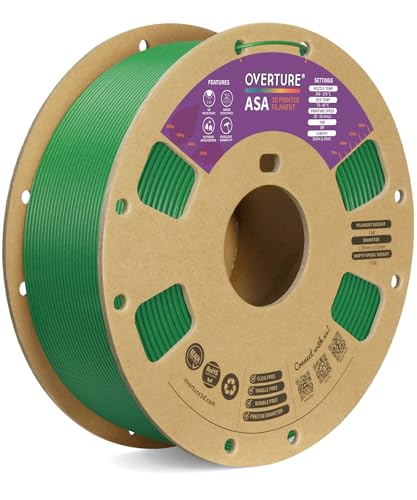 OVERTURE ASA Filament 1.75mm, 1kg Spool (2.2lbs) 3D Printer Filament, Premium Anti-UV, ASA Filament Perfect for Printing Outdoor Functional Parts, Dimensional Accuracy +/- 0.02 mm (Dimond Green)