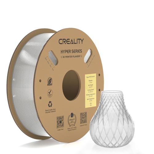 Creality Official Hyper PETG Filament 1.75mm, High Speed PETG 30-600mm/s 3D Printer Filament PETG, Dimensional Accuracy ± 0.03 mm, Fit Most 3D Printers, 1KG(2.2lbs) Spool Transparent