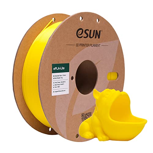 eSUN PLA Filament 1.75mm, High Toughness 3D Printer Filament Upgraded PLA Filament, Dimensional Accuracy +/- 0.03mm, 1KG Cardboard Spool (2.2 LBS) 3D Printing Filament for 3D Printers, Yellow