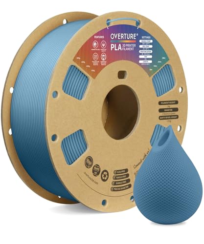 OVERTURE PLA Filament 1.75mm PLA 3D Printer Filament, 1kg Cardboard Spool (2.2lbs), Dimensional Accuracy +/- 0.02mm, Fit Most FDM Printer (Gray Blue)