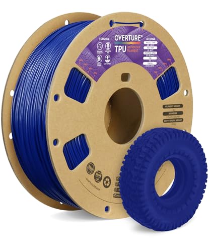 OVERTURE TPU Filament 1.75mm Flexible Roll, 95A Soft 3D Printer Filament, 1kg Spool (2.2 lbs), Fit Most FDM Printer(TPU Blue)