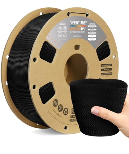 OVERTURE TPU High Speed Filament 1.75mm Flexible 95A TPU Roll, 3D Printer Filament,Dimensional Accuracy +/- 0.02 mm, Fit Most FDM Printer(HS TPU Black)