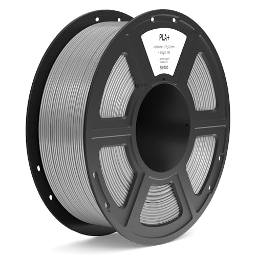 ELEGOO PLA+ Filament 1.75mm Gray 1KG, Tough PLA Plus 3D Printer Filament Dimensional Accuracy +/- 0.02mm, 1kg Spool(2.2lbs) for Most FDM 3D Printers