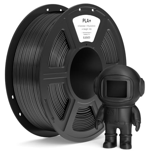 ELEGOO PLA+ Filament 1.75mm Black 1KG, High Toughness PLA Plus 3D Printer Filament Dimensional Accuracy +/- 0.02mm, 1kg Spool(2.2lbs) Fits for Most FDM 3D Printers