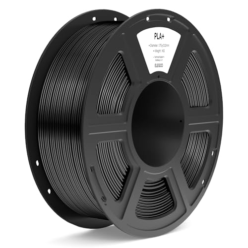 ELEGOO PLA+ Filament 1.75mm Black 1KG, High Toughness PLA Plus 3D Printer Filament Dimensional Accuracy +/- 0.02mm, 1kg Spool(2.2lbs) for Most FDM 3D Printers