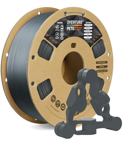 OVERTURE PETG Filament 1.75mm, 3D Printer Filament, 1kg Filament (2.2lbs), Dimensional Accuracy Probability +/- 0.02 mm, Fit Most FDM Printers (Space Gray)