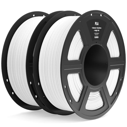 ELEGOO PLA Filament 1.75mm White 2KG, 3D Printer Filament Dimensional Accuracy +/- 0.02mm, 2pcs 1kg Spool(2.2lbs) Fit Most FDM 3D Printers