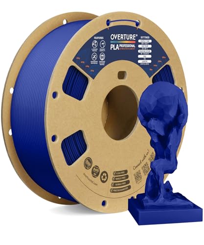 OVERTURE PLA+ Filament 1.75mm Professional Toughness Enhanced PLA Roll, Cardboard Spool, Premium 1kg (2.2lbs), Dimensional Accuracy +/- 0.02mm (Dark Blue)
