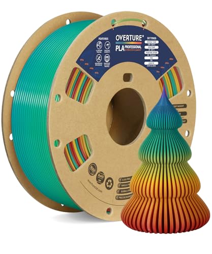 OVERTURE PLA Plus (PLA+) Filament 1.75mm PLA Professional Toughness Enhanced PLA Roll, Cardboard Spool, Premium PLA 1kg(2.2lbs), Dimensional Accuracy Probability +/- 0.02mm (Sunset Rainbow)