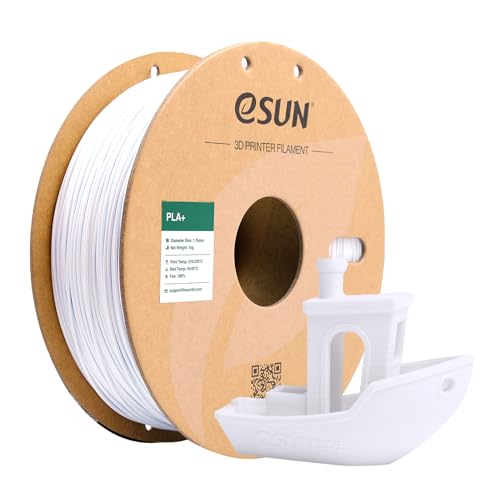 eSUN PLA+ Filament 1.75mm, 3D Printer Filament PLA Plus, Dimensional Accuracy +/- 0.03mm, 1KG Spool (2.2 LBS) 3D Printing Filament for 3D Printers, Cold White