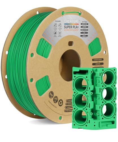 OVERTURE Super PLA+ Filament 1.75mm, Toughness Enhanced PLA Plus, Cardboard Spool, 1kg Filament (2.2lbs), Dimensional Accuracy +/- 0.02 mm (Green)