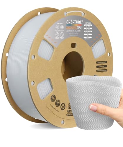 OVERTURE TPU High Speed Filament 1.75mm Flexible 95A TPU Roll, 3D Printer Filament,Dimensional Accuracy +/- 0.02 mm, Fit Most FDM Printer(HS TPU White)