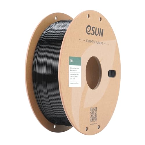 eSUN PET Filament 1.75mm, Heat Resistance High Toughness PET 3D Printer Filament, 1KG Spool (2.2 LBS) 3D Printing Filament for 3D Printers, Solid Black