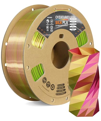 OVERTURE Silk PLA 1.75mm Dual Color Filament, Clog-Free Shiny 3D Printer Filament, 1kg Spool(2.2lbs), Dimensional Accuracy +/- 0.02 mm, Fit Most FDM Printer(Silk Green-Magenta)