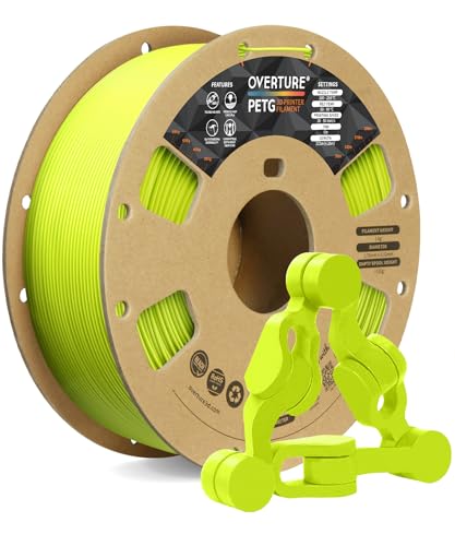 OVERTURE PETG Filament 1.75mm, 3D Printer Filament, 1kg Spool (2.2lbs), Dimensional Accuracy (99%) +/- 0.02 mm, Fit Most FDM Printers (Grass Green)