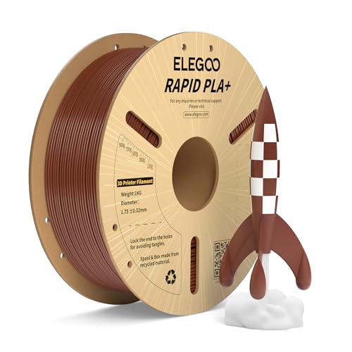 ELEGOO Rapid PLA Plus Filament 1.75mm Brown 1KG, PLA+ 3D Printer Filament for 30-600 mm/s High Speed Printing, Dimensional Accuracy +/- 0.02 mm, 1kg Cardboard Spool(2.2lbs)