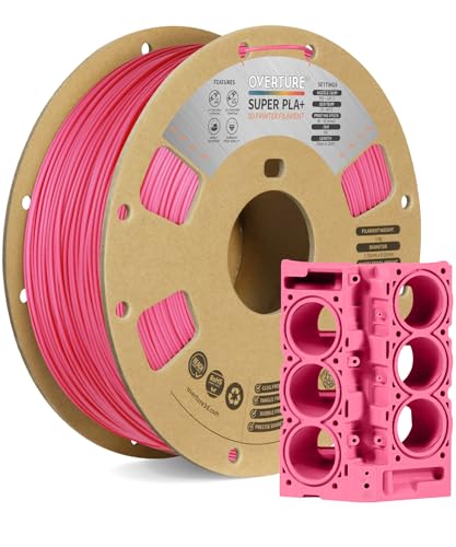 OVERTURE Super PLA+ Filament 1.75mm, Toughness Enhanced PLA Plus, Cardboard Spool, 1kg Filament (2.2lbs), Dimensional Accuracy +/- 0.02 mm (Pink)