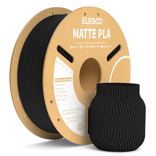 ELEGOO Matte PLA Filament Matte Black 1KG, 1.75mm 3D Printer Filament Dimensional Accuracy +/- 0.02mm, 1kg Carboard Spool (2.2lbs) Fits for Most FDM 3D Printers