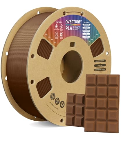 OVERTURE PLA Filament 1.75mm PLA 3D Printer Filament, 1kg Cardboard Spool (2.2lbs), Dimensional Accuracy +/- 0.02mm, Fit Most FDM Printer (Chocolate)