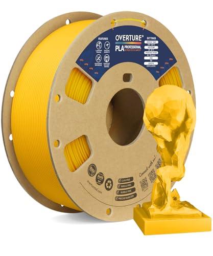Overture PLA Plus (PLA+) Filament 1.75mm PLA Professional Toughness Enhanced PLA Roll with 3D Build Surface 200 × 200mm, Premium PLA 1kg Spool (2.2lbs), Dimensional Accuracy +/- 0.05 mm (Yellow)