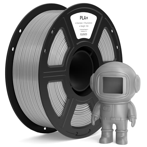ELEGOO PLA+ Filament 1.75mm Gray 1KG, Tough PLA Plus 3D Printer Filament Dimensional Accuracy +/- 0.02mm, 1kg Spool(2.2lbs) Fits for Most FDM 3D Printers