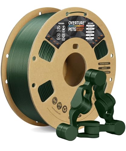 OVERTURE PETG Filament 1.75mm, 3D Printer Filament, 1kg Filament (2.2lbs), Dimensional Accuracy Probability +/- 0.02 mm, Fit Most FDM Printers (Army Green)