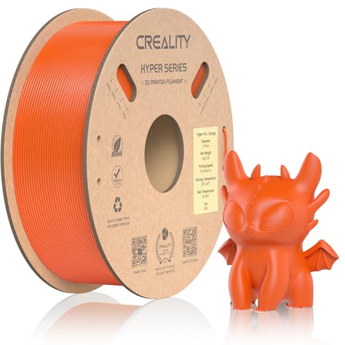 Official Creality Hyper PLA Filament 1.75mm, High Speed PLA 30-600mm/s Rapid 3D Printer Filament, Dimensional Accuracy +/-0.02mm, Fit Most FDM 3D Printers，1KG(2.2lbs) Spool Orange